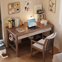 Bureau multifonctionnel moderne en bois de caoutchouc SONA HOME - Style brun chaud - Meubles de bureau à domicile