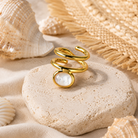 Bague en forme d'ampoule de fritillaire naturelle pour femme, en laiton plaqué or 18 carats véritable, design spiralé enveloppé, ajustable, cadeau de bijoux