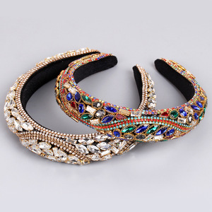 Hua Liyu Bandeau baroque en cristal pour femme, accessoires de cheveux de mariée en forme de S, blanc, or, noir, coloré HH0173 - Product Image 3