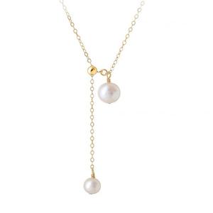 Collar de Perlas Naturales de Agua Dulce para Mujer, Chapado en Oro de 18K, Diseño Ligero en Forma de Y, Sensación de Alta Gama - Product Image 5