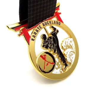 Custom Gold Plated Hollow Out Soft Enamel Lace Medal