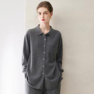 가을 겨울 신상 여성용 100% 캐시미어 스웨터, 여성용 폴로 칼라 캐주얼 스웨터 - Product Image 5
