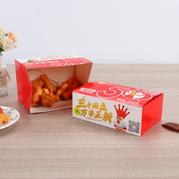 Rot-Weiße Papier-Takeout-Box mit Individuellem Cartoon-Hühner-Druck für Gebratenes Hähnchen, Fast-Food-Lieferung, Restaurant, Catering, Party