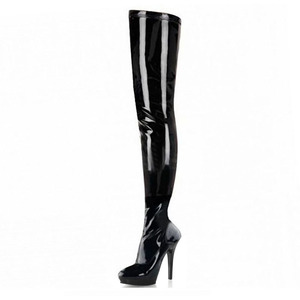 Bottines cuisse haute <span class=keywords><strong>femme</strong></span> talon 13cm style ajouré bride arrière bout ouvert talon 5 pouces bottes au-dessus du genou tendance - Product Image 2
