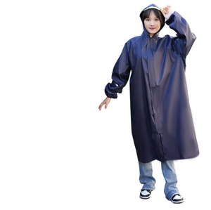 Impermeable con Franjas Reflectantes, Gabardina Larga, Chaqueta Impermeable, Ropa de Exterior Ligera, Traje Impermeable para Senderismo - Product Image 6
