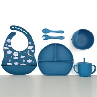 Ensemble d'alimentation en Silicone pour bébé, sans BPA, Logo personnalisé, bol à succion, assiette, bavoir, couverts, bol à bavoir en Silicone, ensemble de cuillères