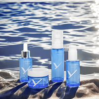 Ensemble de soins de la peau en verre de luxe avec flacon compte-gouttes comprenant un pot cosmétique pour crème à l'huile essentielle Échantillon gratuit inclus