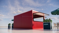 Maisons modulaires préfabriquées portables, restaurant-bar en conteneur maritime, cuisine préfabriquée en panneaux sandwich modernes de 40 pieds et 20 pieds