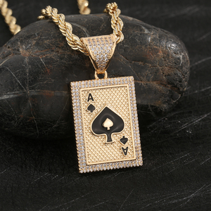 HP510 <span class=keywords><strong>Hip</strong></span> <span class=keywords><strong>Hop</strong></span> Bar <span class=keywords><strong>Rap</strong></span> carte da gioco un modello impermeabile 14K placcato oro ciondolo gioielli di moda adatto per accessori quotidiani - Product Image 3