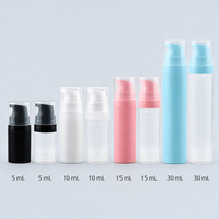 Flacon Airless PP givré noir, rose, bleu, blanc, noir, avec pompe pulvérisatrice, pour lotion, 5ml, 10ml, 15ml