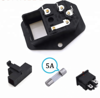 Module d'entrée 10A 250V avec interrupteur-fusible, prise mâle 3 broches IEC320 C14 en acrylique et métal pour machines de jeu et salles de jeux