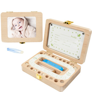 Boîte à Premiers Dents en Bois pour Bébé Nouveau-né, Organisateur <span class=keywords><strong>de</strong></span> Dents <span class=keywords><strong>de</strong></span> <span class=keywords><strong>Lait</strong></span> et <span class=keywords><strong>de</strong></span> Nombril, Souvenir pour la Première <span class=keywords><strong>Dent</strong></span> du Bébé - Product Image 1