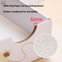 Griffoir en carton avec oreilles de chat mignonnes, coussin de griffage remplaçable, espace extra large et design de griffage vertical