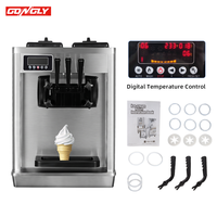 Machine à glaces automatique professionnelle 3 saveurs avec pré-refroidissement et nettoyage automatique du plateau