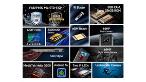 โทรศัพท์มือถือ Ulefone Armor 22 Pro รุ่นทนทาน รองรับ eSIM ระบบปฏิบัติการ Android 16 ชิปเซ็ต MTK G200 หน่วยความจำ 128GB/256GB เวอร์ชันสากล กันน้ำ กันกระแทก เหมาะสำหรับกิจกรรมกลางแจ้ง - Product Image 5