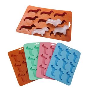 Flexible Food Grade 9-Cavity <b>Silicone</b> Dog Shaped Ice Tray Heat-Resistant Easy Demoulding Super Soft Dachshund Ice Cream <b>Tool</b> - Product Image 3
