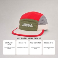 Casquette de course personnalisée HF légère, séchage rapide, imperméable, respirante, sportive, 5 panneaux, polyester, pour extérieur, plage, marathon, jogging, OEM