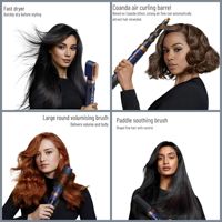 Sèche-cheveux ionique 5-en-1 en plastique avec moteur sans balais 1200W, boucleur à air chaud, lisseur, diffuseur, 110 000 tr/min, 3 vitesses, massage