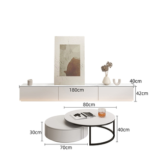 Meubles de salon nordiques support de <span class=keywords><strong>Console</strong></span> de dessus en marbre <span class=keywords><strong>blanc</strong></span> de style élevé banc de télévision armoires de salon avec Table basse support de télévision - Product Image 5