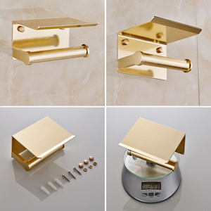 Portarrollos de papel higiénico autoadhesivo de aluminio para espacio moderno con estante Portarrollos de papel higiénico de bronce Portarrollos de papel higiénico - Product Image 6