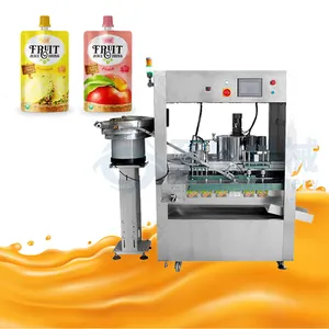 Automatic Liquid Doypack Shampoo Soymilk Milkshake Milk Mango Juice Pouch Filling Capping Machine Machine With Spout
