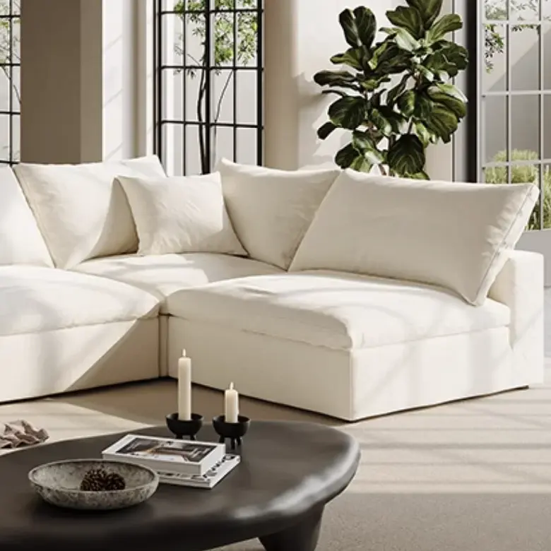 Tùy chỉnh độc quyền hiện đại màu trắng vải góc sofa phòng chờ sofa cắt