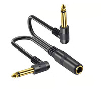 Câble Répartiteur Audio Plaqué Or 6,35 mm TRS Femelle vers Double 6,35 mm TS Mâle, Stéréo 6,3 mm vers 2x6,3 mm Mono pour Console de Mixage
