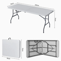 Table pliante rectangulaire d'extérieur en plastique HDPE blanc, économique, pour jardin, repas, mariage et décoration