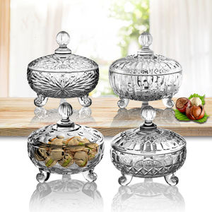 Vaso vaso Della Caramella di Stoccaggio Piatto di Cibo Piccolo Fiocco Decorativo di <span class=keywords><strong>Vetro</strong></span> di Zucchero Ciotola Con Coperchio - Product Image 1