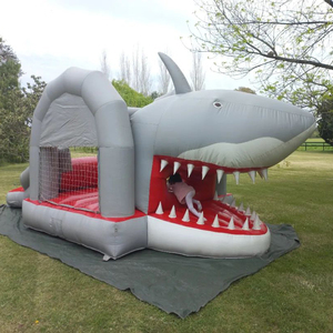 <span class=keywords><strong>Grey</strong></span> <span class=keywords><strong>Inflatable</strong></span> cá mập <span class=keywords><strong>Bouncer</strong></span> sân sau lâu đài bouncy với trượt nhà bị trả lại - Product Image 6