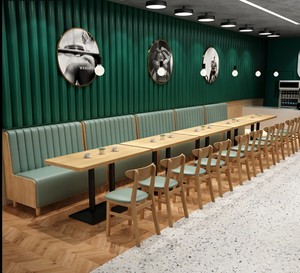 Tùy Chỉnh Nhà Hàng Bằng Gỗ Gian Hàng Chỗ Ngồi Ghế <span class=keywords><strong>Sofa</strong></span> Băng Ghế Dự Bị Với Bảng Bộ Nửa Vòng Tròn Gian Hàng Băng Ghế Dự Bị Cho Nhà Hàng Cửa Hàng - Product Image 2