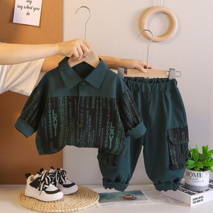 Pantaloni camicia da bambino 90 cotone nero bianco stampa Set abbigliamento Casual autunno comodo - Product Image 3
