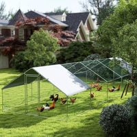 Poulailler en fer pour le bricolage, grande course en plein air avec couverture imperméable Oxford, boîte de cage respirante et résistante emballée