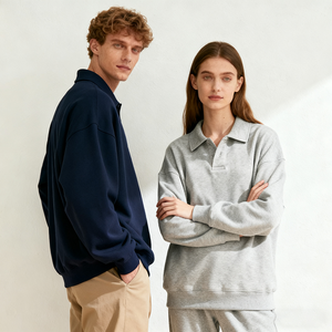 <span class=keywords><strong>Felpa</strong></span> <span class=keywords><strong>Polo</strong></span> Unisex Doger Personalizzabile, 100% Cotone, Manica Lunga, Stile Vintage Senza <span class=keywords><strong>Cappuccio</strong></span>, Tinta Unita <span class=keywords><strong>con</strong></span> Logo Ricamato Personalizzabile - Product Image 4