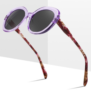 Gafas de Sol de Acetato con Montura TR90, Redondas, Grandes, para Mujer, Protección UV400, Polarizadas, Estilo Europeo, Protección Solar - Product Image 1