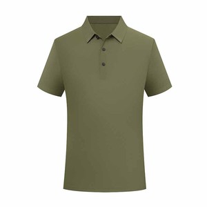 Polo de golf de seda helada de color sólido de manga corta para hombre, nuevo diseño con material suave transpirable, patrón de impresión sin marcas - Product Image 1