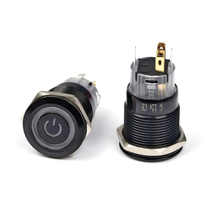 19mm Enganche 1NO1NC SPDT <span class=keywords><strong>ON</strong></span>/<span class=keywords><strong>Off</strong></span> Carcasa negra Verde <span class=keywords><strong>12V</strong></span> Interruptor de encendido Interruptor de botón pulsador de metal negro - Product Image 1