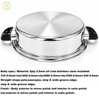 5 plis 304 aciers inoxydables casserole basse casserole jumbo poêle pour cuisine cuisson sécurité micro-ondes lave-vaisselle