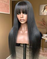 Perruque brésilienne 100 % cheveux humains naturels lisses et soyeux, longue, petite taille de bonnet, fabriquée à la machine, perruque complète, soldes de liquidation