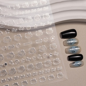 Pegatinas <span class=keywords><strong>de</strong></span> <span class=keywords><strong>uñas</strong></span> <span class=keywords><strong>de</strong></span> <span class=keywords><strong>Hello</strong></span> <span class=keywords><strong>Kitty</strong></span>, adhesivo impermeable, <span class=keywords><strong>de</strong></span> color sólido, bonitos adornos <span class=keywords><strong>de</strong></span> plástico 3D con temática <span class=keywords><strong>de</strong></span> dibujos animados, gran oferta con arte - Product Image 2