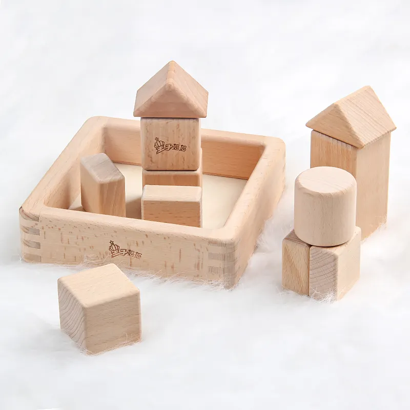 Üst satış doğal 11 adet bebek Montessori eğitici oyuncak ahşap yapı taşları Set çin tedarikçisi