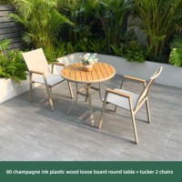 Ensemble de table et de chaises de jardin empilables Dingshuai Nordic, en bois plastique et alliage d'aluminium, pour cour, balcon, pique-nique