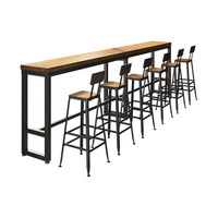 Ensemble table et chaises de bar style américain avec fenêtre, idéal pour salon de thé, table haute pour restaurant et bar de supérette