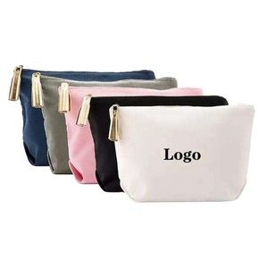 Custom Long Plain Eco-Friendly Reusable Washable Small Cotton Canvas <b>Travel</b> <b>Cosmetic</b> <b>Bag</b> With Logo Printed - Product Image 1