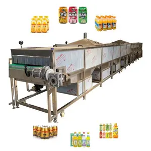 Industrial Automatic Bottled Tin Cans Orange Apple Fruit juice Tunnel Pasteurizer Pasteurization Sterilization Cooling Machine