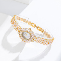Montre élégante minimaliste à quartz dorée pour femmes, montres de luxe pour femmes, montre bling bling hip hop glacée