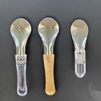 Cuillère à glace transparente à long manche en acier inoxydable de qualité médicale, accessoire commercial pour crème glacée importé de Chine