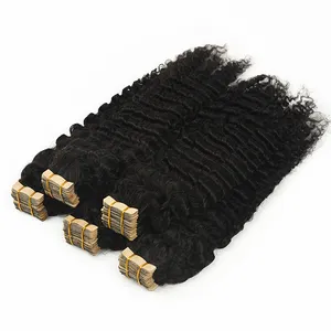 Hot sale 100% human virgin hair supplier No Tangle Kinky Curl tape hair Extensions