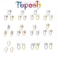2025 Bijou non-perçant personnalisé en cuivre, style faux anneau de septum nasal, anneau de narine, clou d'oreille, pendentif, manchette à clipser