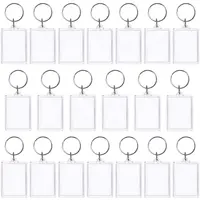 Wholesale Crafting Gift Clear Photo Frame Holder Plastic Keyring Double Sided Blank Transparent Acrylic Keychain